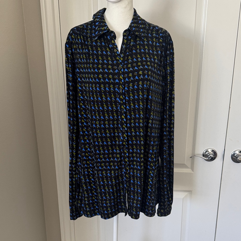 Long Tall Sally Geometric Blue and Black Shirt